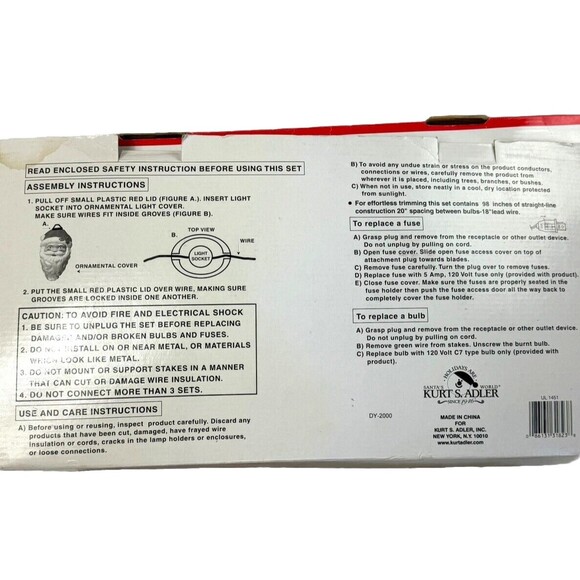 Vintage Kurt Adler 5 Santa Head Lantern String Lights Christmas Blow Mold NIB - Picture 2 of 6